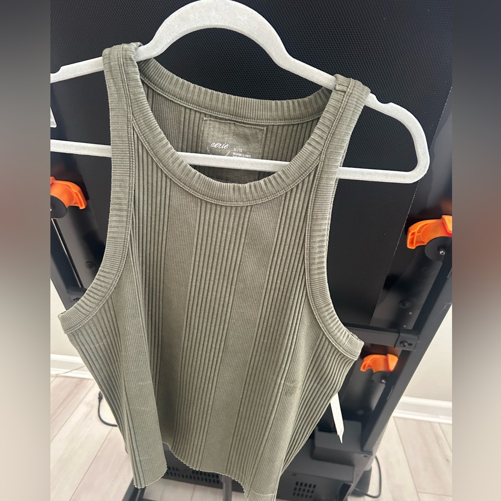 Aerie Ribbed Sage Green Tank